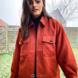Native Youth Oversized Trucker Jacket in rust
